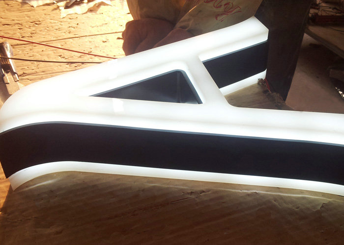 Acrylic glowing light box letter logo