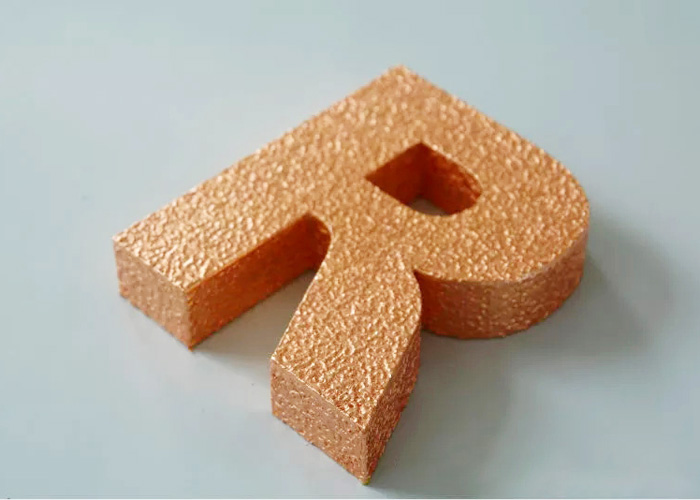 Metallic painting welding the letter with gold foil finish