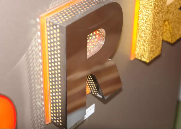 Stainless steel welding side perforated glowing letters