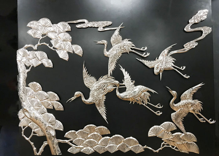 Wall art vintage brass flower relief home decoration