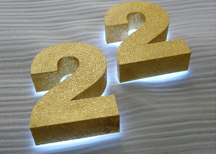 Stainless steel etched the letter with gold foil finish
