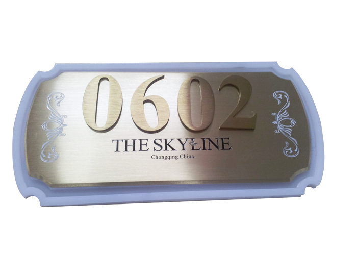 Hotel House door room number metal signage