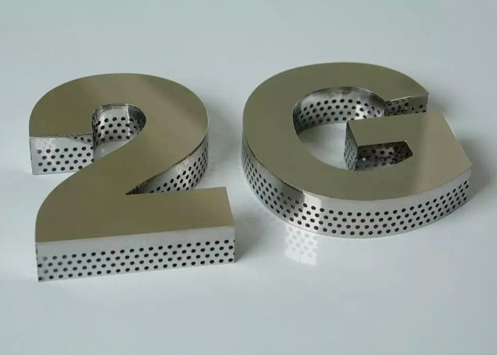 Cheap stainless steel polished lacquer side-illuminated perforated glowing letters