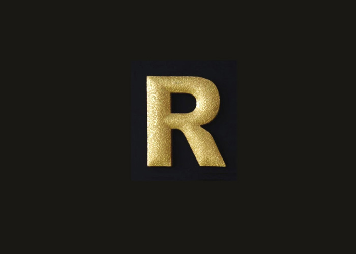 Stainless steel the letter with gold foil finish sign