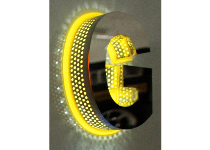 Backlit perforated crystal letters