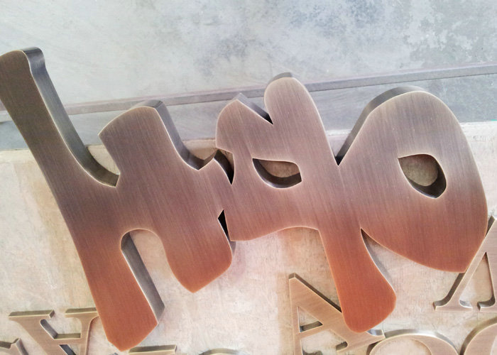 Welding polished archaize stainless steel letter