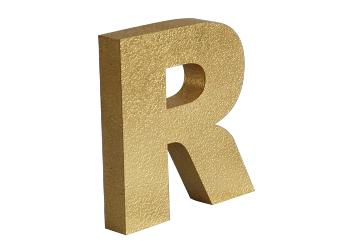 welding metallic painting the letter with gold foil finish