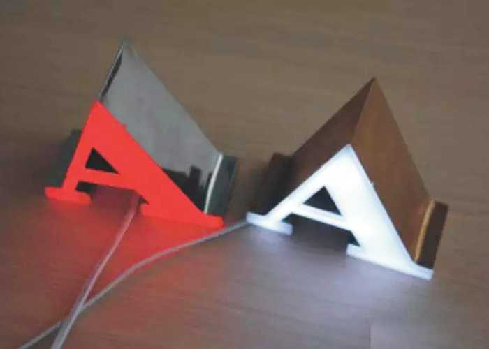 LED glowing frameless letter logo