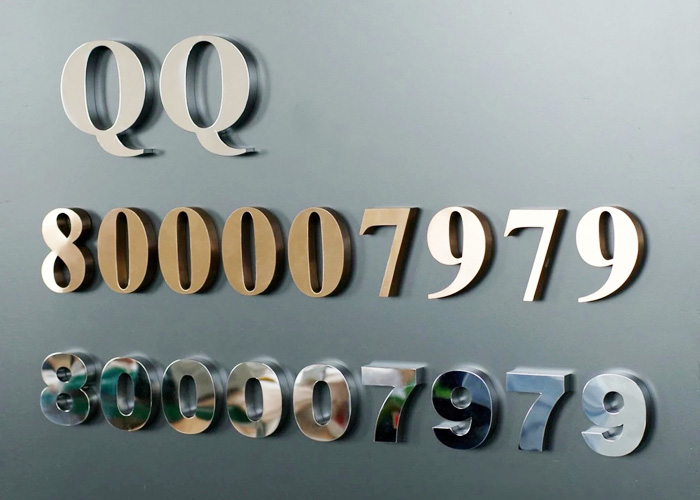 Wall-mounted solid galvanized stainless steel letters
