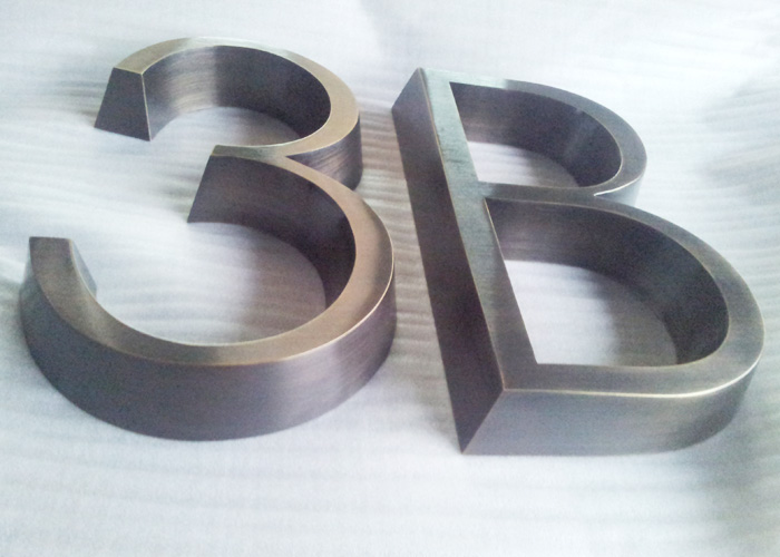 3D seamless welded archaize stainless steel letter signs