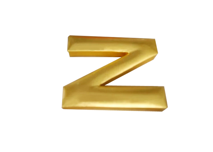 Laser cutting the letter with gold foil finish sign