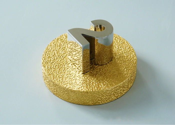 Stainless steel welding the letter with gold foil finish