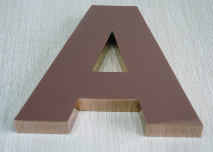 Stainless steel red brown copper letter sign